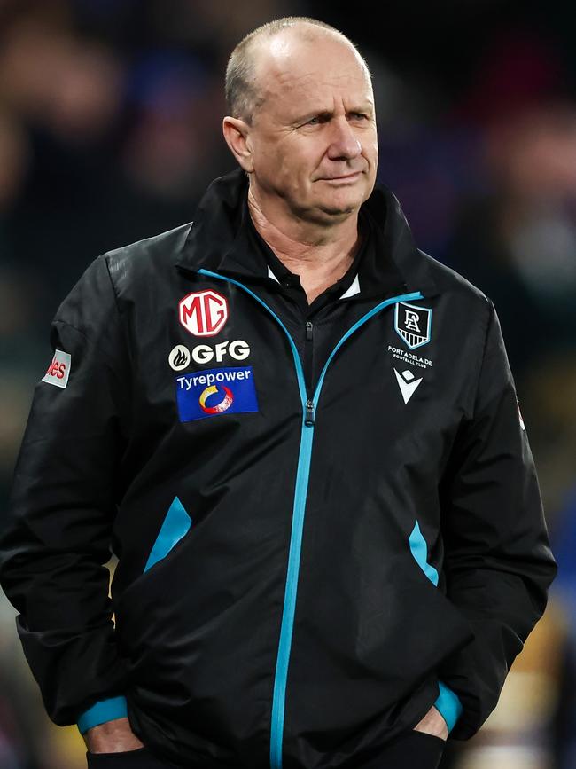 Ken Hinkley has leverage in contract talks at Alberton. Picture: Dylan Burns/AFL Photos