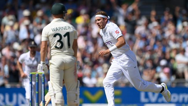 Stuart Broad has David Warner’s measure. Picture: Stu Forster/Getty Images