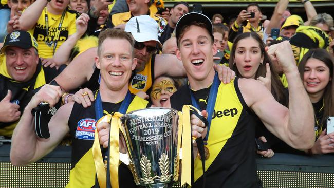 Jack Riewoldt and Tom Lynch capitalised on GWS turnovers. Picture: Alex Coppel.