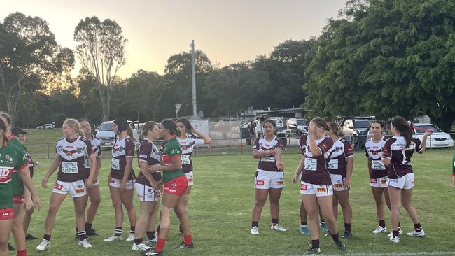 The two sides shaking hands after a great hit out.