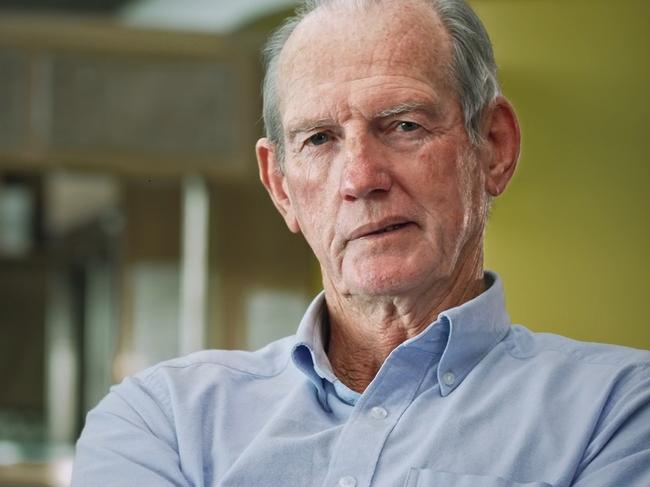 Wayne Bennett speaks on Dawn of the Dolphins. Photo: Stan publicity.