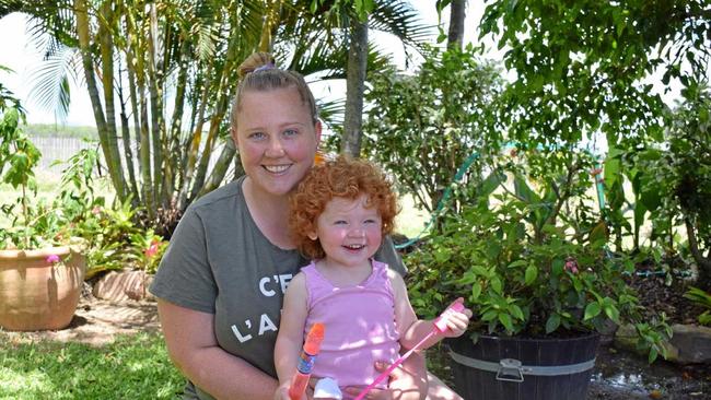 Little Mia Depuit, 2, and mum Nicole Depuit returned to the Whitsundays this week for the first time since Mia was rushed to hospital in Brisbane 16 months ago with a rare type of cancer. Picture: Monique Preston