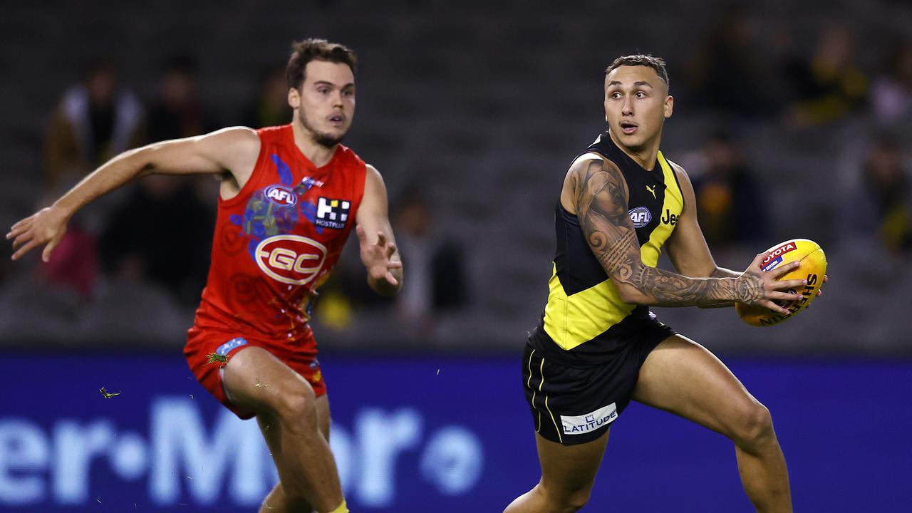 Shai Bolton needs to spend more time through the Richmond midfield. Picture: Michael Klein