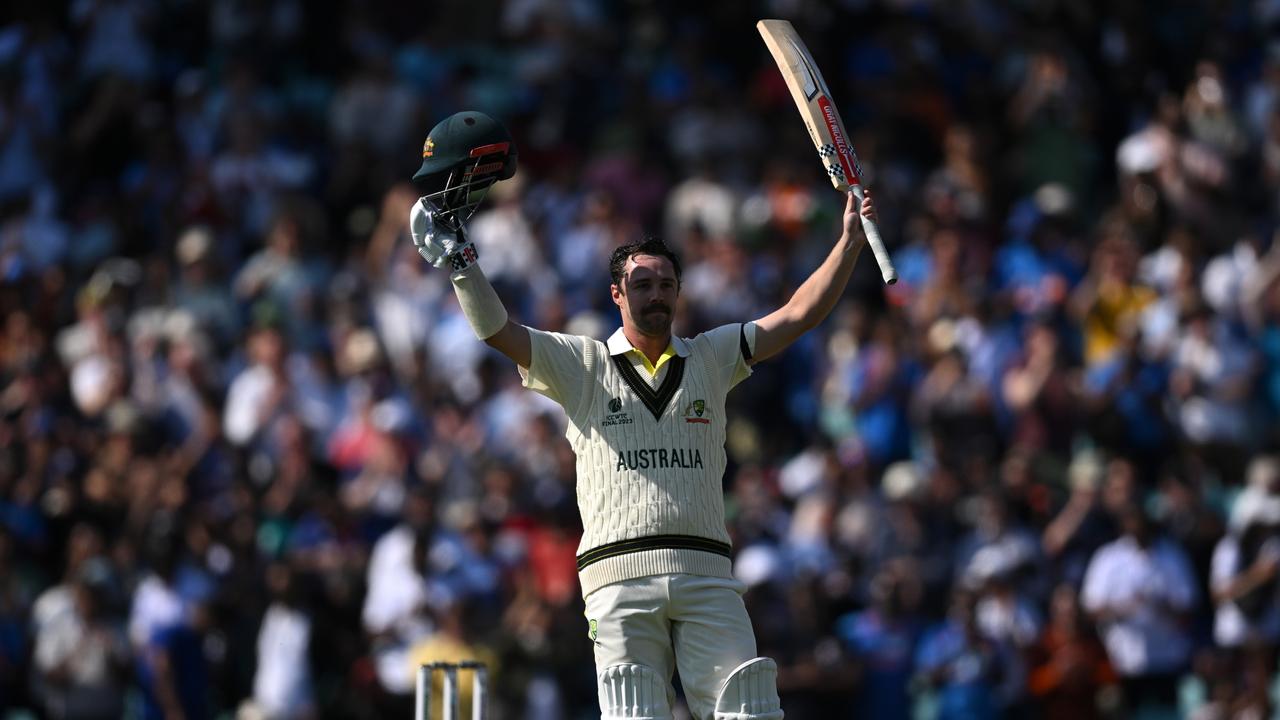 Travis Head of Australia celebrates after scoring a century during day one of the ICC World Test Championship Final between Australia and India at The Oval on June 07, 2023 in London, England. (Photo by Justin Setterfield/Getty Images)