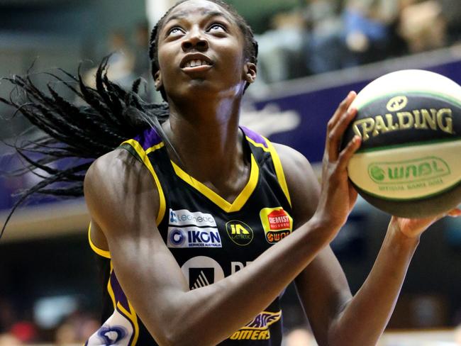 WNBL: Melbourne Boomers v University of Canberra Capitals.  Boomers Eziyoda Magbegor. Picture: Mike Dugdale