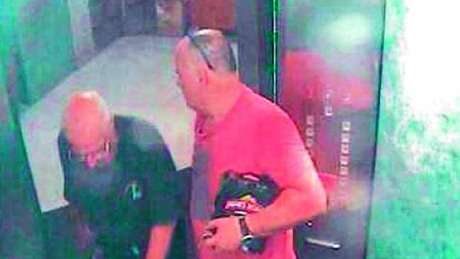 Roger Rogerson and Glen McNamara captured on CCTV footage on the day of Jamie Gao's murder.