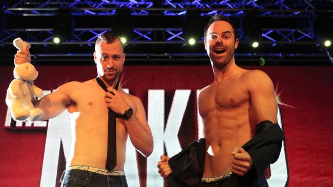 The Naked Magicians, Christopher Wayne and Michael Tyler, perform at the GH Hotel as part of the Melbourne International Comedy Festival. Picture: Richard Serong