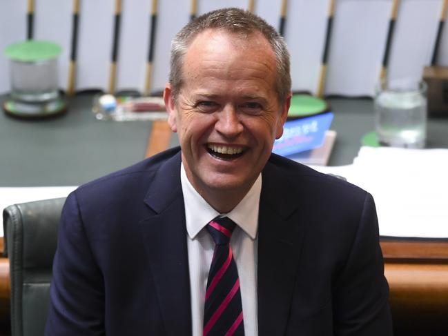 Australian Opposition Leader Bill Shorten reacts during House of Representatives Question Time at Parliament House in Canberra, Tuesday, October 23, 2018. (AAP Image/Lukas Coch) NO ARCHIVING