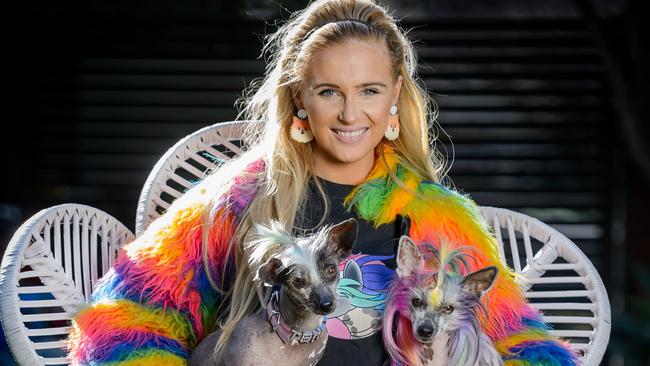 Annie Nolan, wife of former Bulldogs champion Liam Picken, credits her beloved pets for helping her turn her mental health around. Picture: Jay Town.