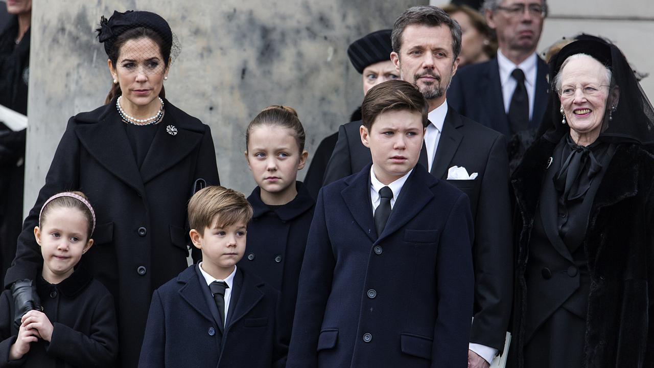 Queen Margrethe, together with her family, attends the private funeral of her husband, Prince Henrik. Picture: Ole Jensen/Corbis via Getty Images