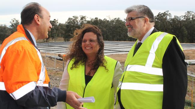 File photo from 2013 of AJ Bush and Sons General Manager, Dean Aaron, with former Greenway federal Labor MP Michelle Rowland and former Federal Innovation Minister Kim Carr at the announcement about the clean energy project at the meat processor's site in Riverstone. Picture: Supplied