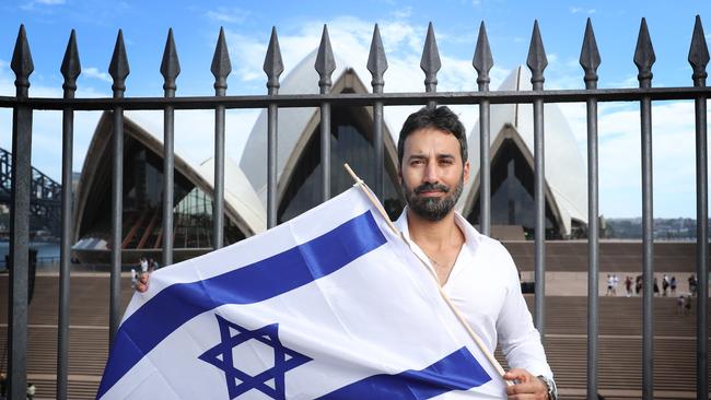 Israeli soldier Nimrod Palmach at the Opera House. He is a major in the Israeli army who raced to fight Hamas terrorists during their massacre in Israel on October 7. Picture: John Feder.