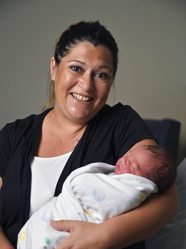 Sermone Warn with new baby Mason Leigh who was born on New Year's Day. Picture: Cordell Richardson