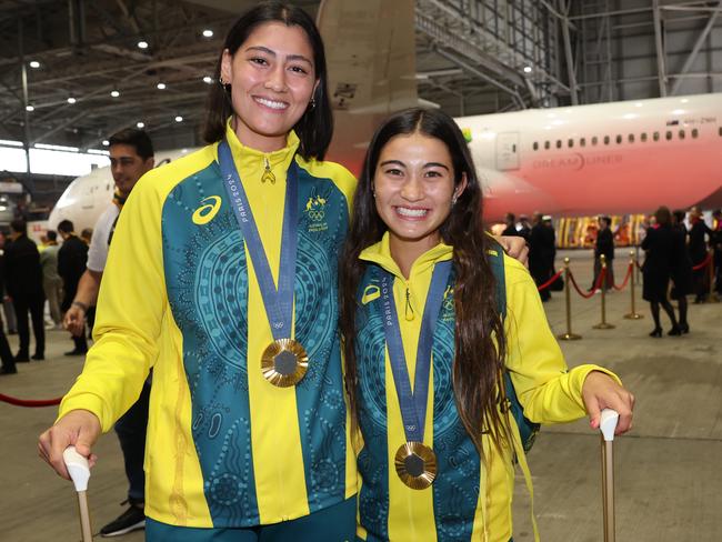 The Daily telegraph. 14.8.2024 Saya Sakakibara Australian cyclist and Arisa Trew has won Olympic gold for Australia at the age of 14 with victory in the women's skateboard park final.  OLYMPICS: Australian Team Arrival - Sydney  Picture: Rohan Kelly