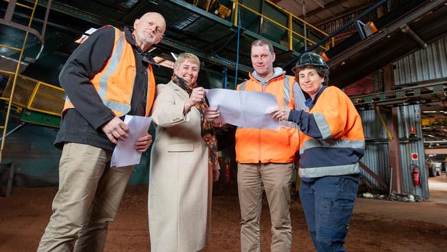 Project Manager Rod Henham, Derwent Valley Mayor Michelle Dracoulis, Barwickâ€™s Managing Director Tyronn Barwick, Barwick’s Boyer site employee Sandra Hetherington. Picture: Richard Jupe