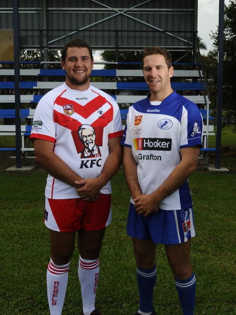 Former Rebels' captain coach Grant Stevens and Grafton Ghosts captain Ryan Farrell Picture: JoJo Newby.