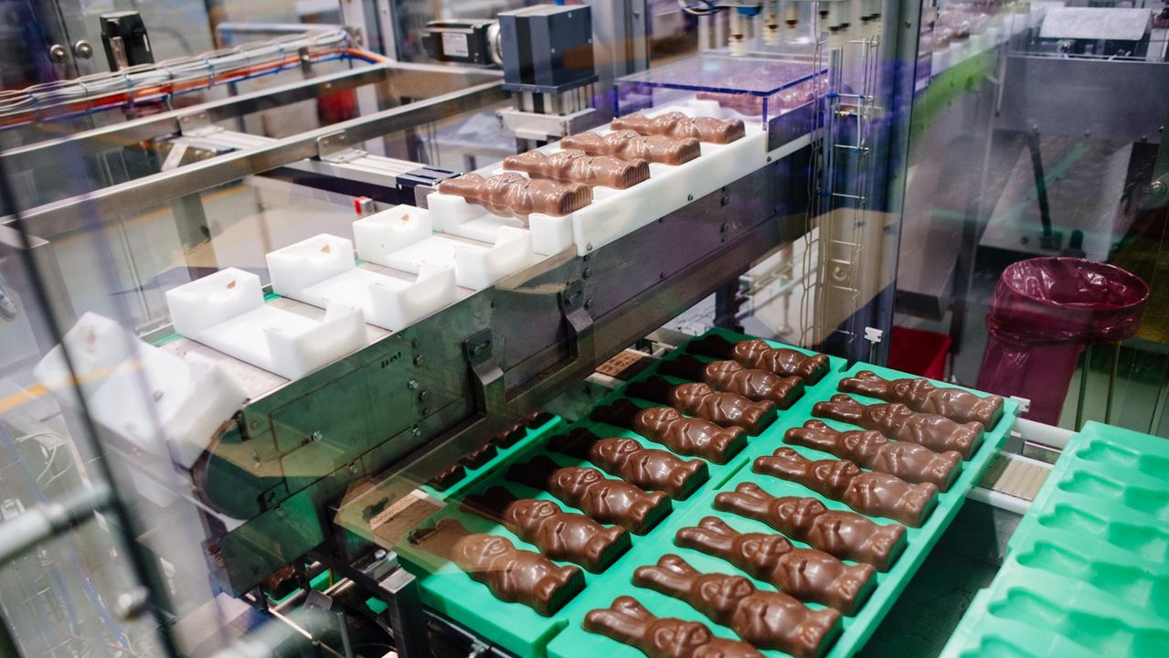 Bunnies snug in their chocolate moulds. Picture: SBS/The Chocolate Factory: Inside Cadbury Australia.