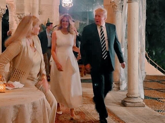 Former president Donald Trump arrives with Melania at an event for Republican National Committee donors. Picture: firstfamilytrumps_/Instagram