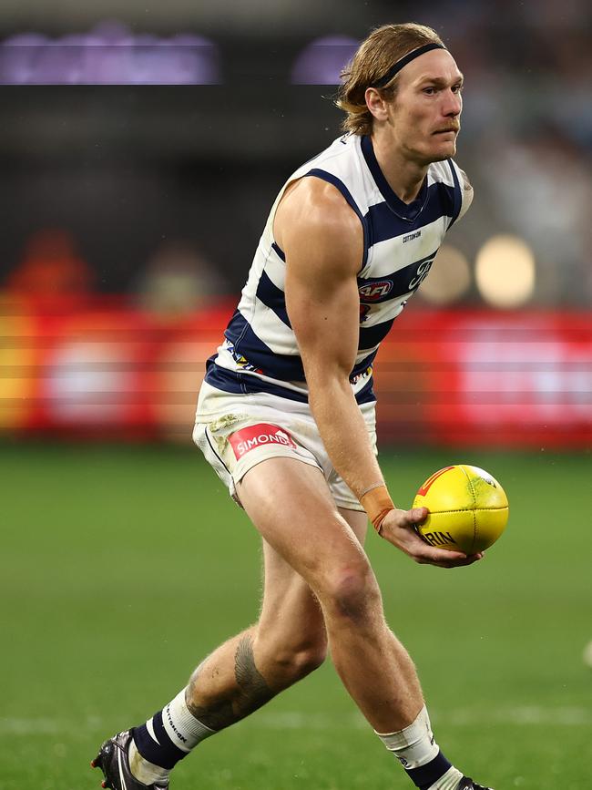 Tom Stewart spent most of the night in midfield. Picture: Graham Denholm/Getty Images