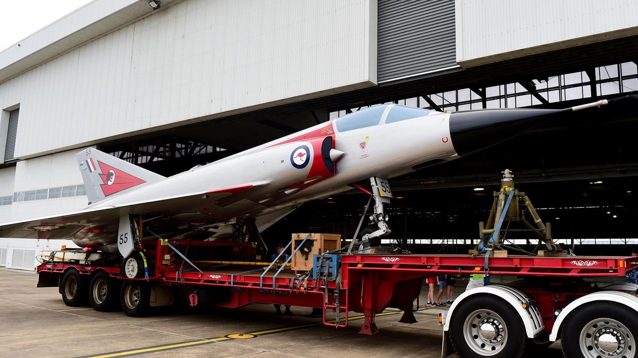 Two restored Royal Australian Air Force aircraft veterans- a Mirage fighter jet A3-55 and a Winjeel Trainer??? A85-403 - arrived at Townsville RAAF Base. Picture: Alix Sweeney