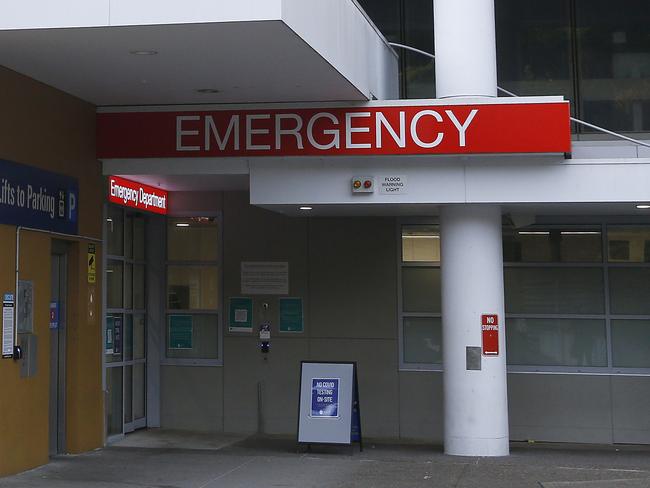 St Vincents Hospital Emergency Department Entrance. Ambulances are taking more than 20 minutes to be assigned to Category 1 emergency patients last night and ramping up to two hours at Sydney hospitals. Picture: John Appleyard