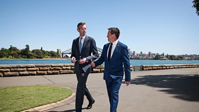 NSW Premier Dominic Perrottet and Deputy Premier Paul Toole yesterday. Picture: Adam Yip