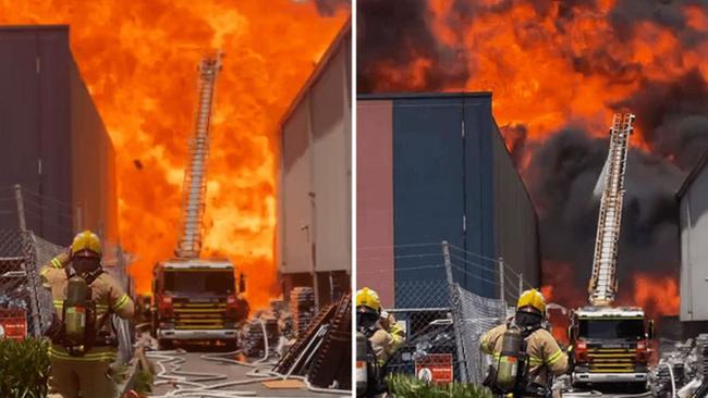 The massive fireball explosion in Dandenong. Picture: SES Chelsea Unit