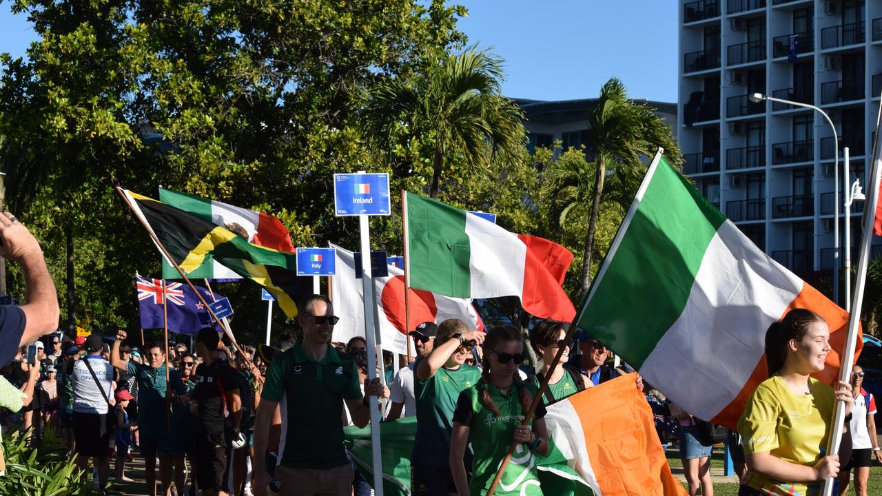 Parade of Nations at The Strand, Townsville for the 2024 World Triathlon Multisport Championships. Picture: Nikita McGuire