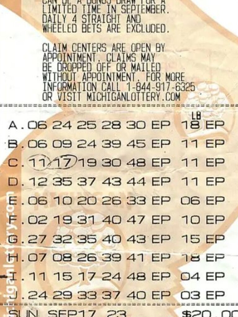 The store attendant misunderstood and printed the wrong ticket. Picture: Michigan State Lottery.