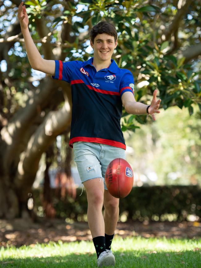 UNSW Eastern Suburbs Bulldogs player Errol Gulden practises his skills at UNSW Village Green. Picture: Monique Harmer