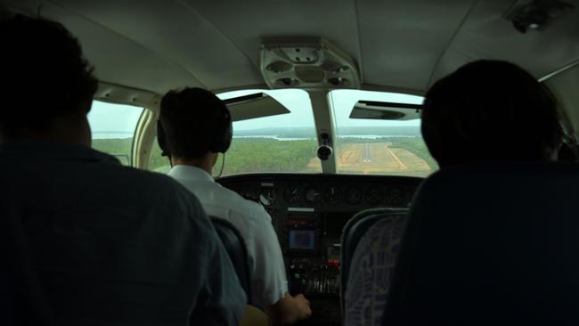 Minister Selena Uibo flies into Pirlangimpi for a remote housing handover. Picture: (A)manda Parkinson