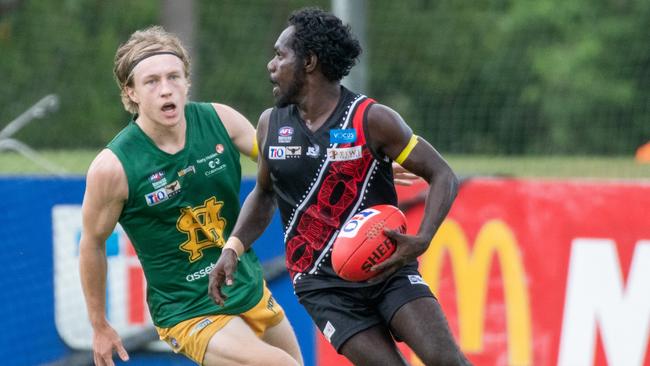 St Mary's won against Tiwi Bombers in Round 8 of the NTFL Men's Premier League at TIO Stadium. Picture: Aaron Black/AFLNT Media