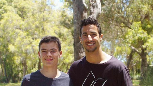 Perth’s Calan Williams with fellow West Australian Daniel Ricciardo. Picture: Greg Williams