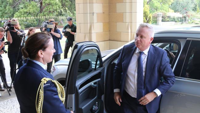 Premier Jeremy Rockliff arrives at Government House on Wednesday, February 14, 2024.