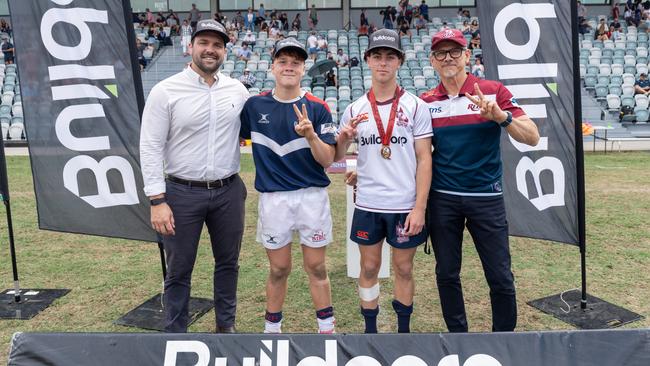 James Hanson, Hugh Stanbury, Tom Gibb and Les Kiss pictured during the post match presentation.