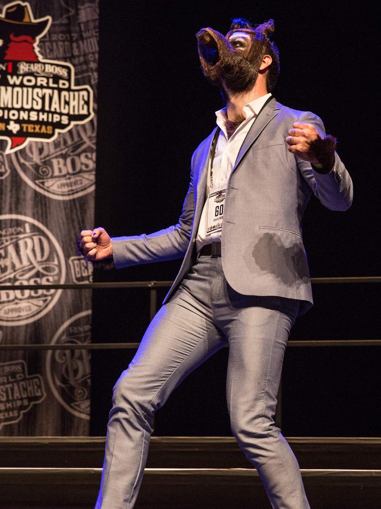 Isaiah Webb, Full Beard Freestyle 2nd place winner and the winner of the Big Joe Johnson Showmanship Award at the 2017 at the 2017 at the 2017 Remington Beard Boss World Beard and Moustache Championships held at the Long Center for the Performing Arts on September 3, 2017 in Austin, Texas. PIcture: AFP