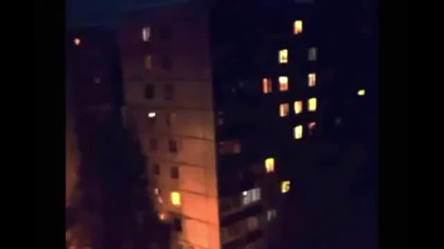 Slenderman? Stick creature climbs Russian building