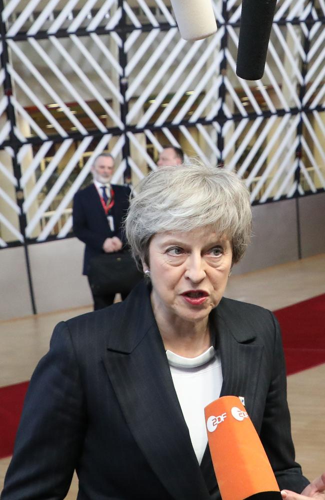 British prime minister Theresa May as she arrives in Brussels for a European Summit aimed at discussing the Brexit deal, the long-term budget and the single market. Picture: Ludovic Marin