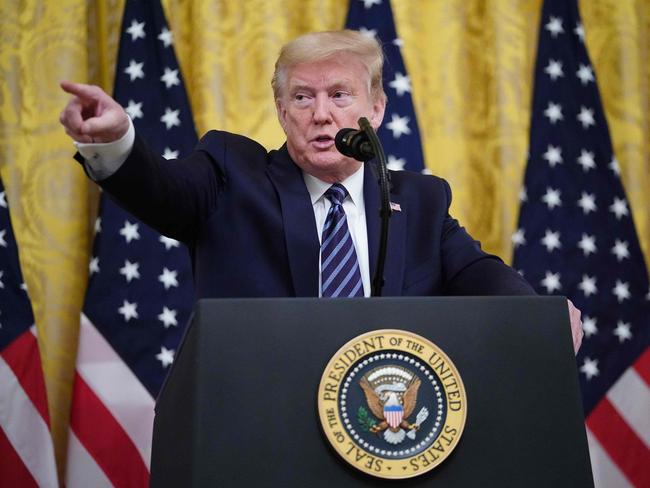 US President Donald Trump speaks on protecting America’s seniors from the COVID-19 pandemic in the East Room of the White House in Washington, DC on April 30, 2020. (Photo by MANDEL NGAN / AFP)