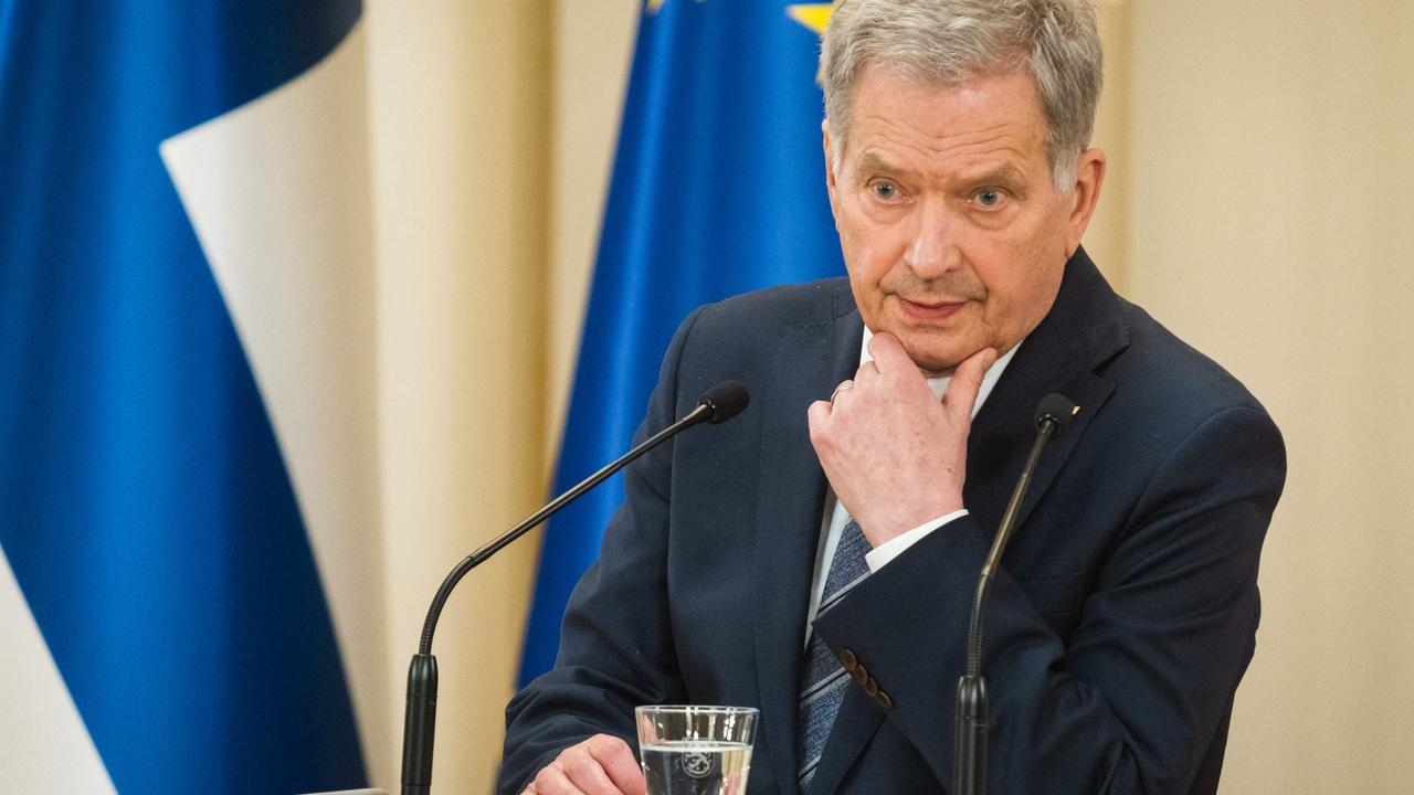 Finland's President Sauli Niinisto gives a press conference to announce that Finland will apply for NATO membership. (Photo by Alessandro RAMPAZZO / AFP)