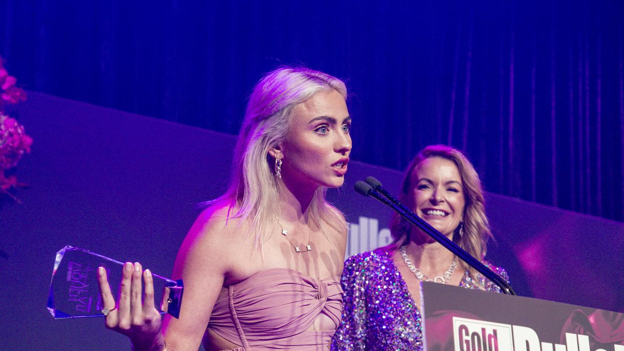 Alexa Leary wins the Gold Coast Bulletin Woman of the Year Award at the Star Gold Coast on Saturday night. Picture: Glenn Campbell