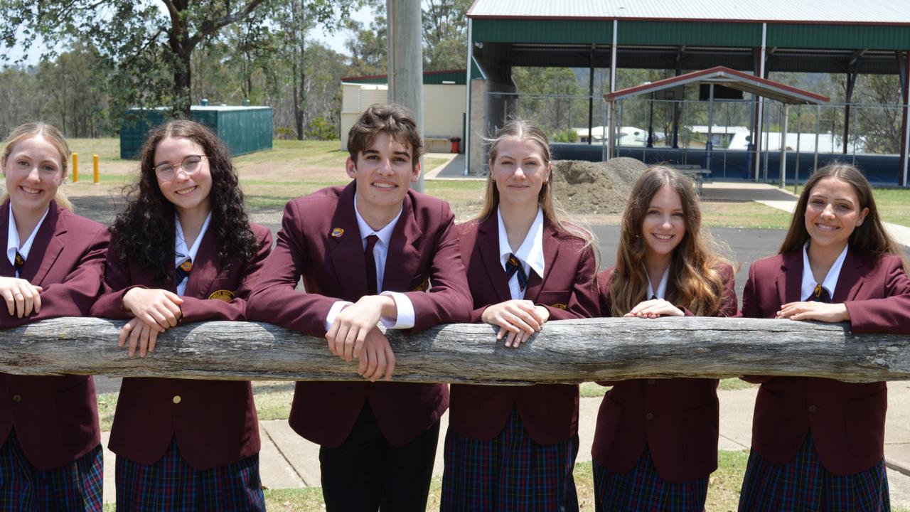 Nanango School leaders 2024. Mikayla-Jayde Weekes, Paige Nilon-Brown, Lachlan Cronin, Gabrielle Duncombe, Sophie Wust and Maddison Ehrlich.