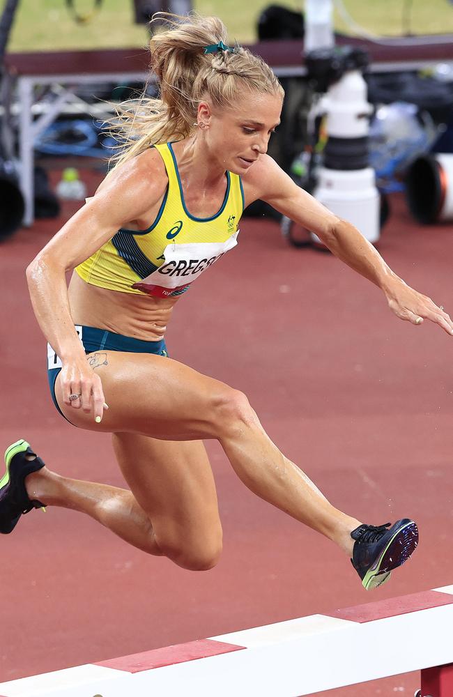 Genevieve Gregson in action during the women's 3000m Steeplechase at the Athletics competition at the Tokyo Olympic Stadium during the 2020 Tokyo Olympics. Picture: Adam Head