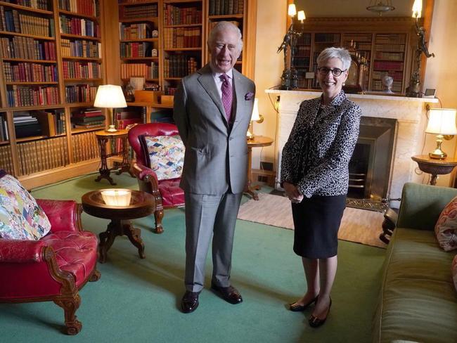 Governor of Victoria Linda Dessau meeting His Majesty King Charles at Balmoral Castle, Scotland. Picture: @VicGovernor