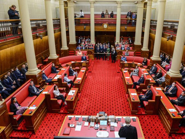 MAY 3, 2022: Members from both Houses in the Legislative Council during the opening of the 55th Parliament. Picture: Brenton Edwards