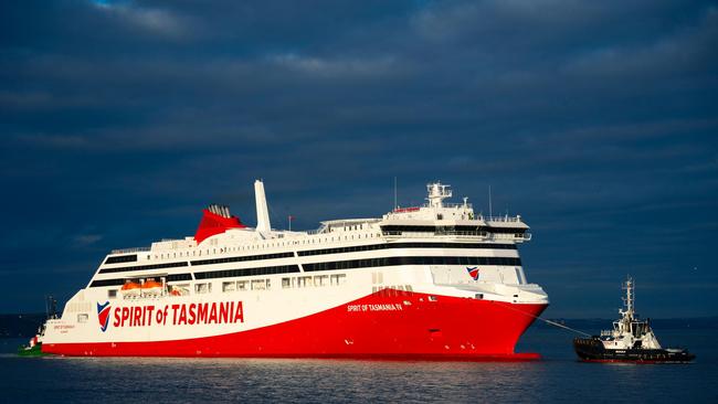 The newly built Spirit of Tasmania IV passenger ferry arrives at Port of Leith. Picture: Iain Masterton/Alamy Live News