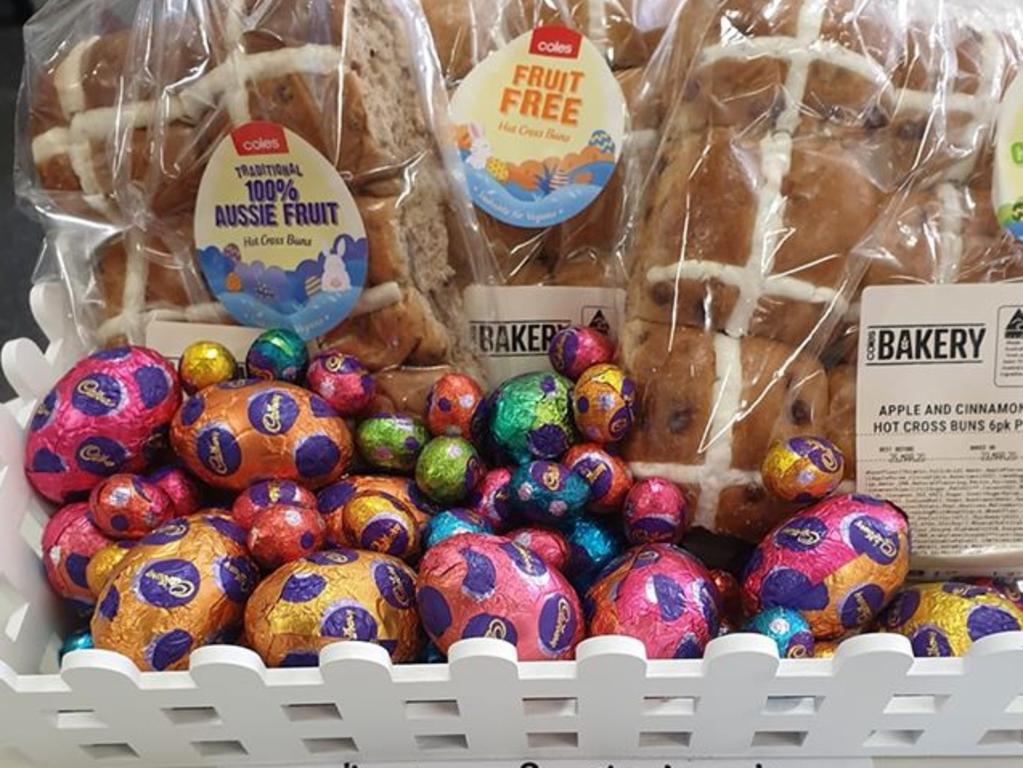 An Easter hamper delivered to Christies Beach Primary School staff by the Morrison family. Picture: Supplied