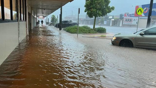 A flooded street in Kingaroy where businesses are still cleaning up after weeks of storms. Photo: Kingaroy Chamber of Commerce