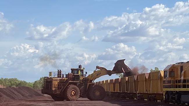 Francis Creek mine near Tennant Creek. NT Bullion loads an overseas shipment of iron ore. .