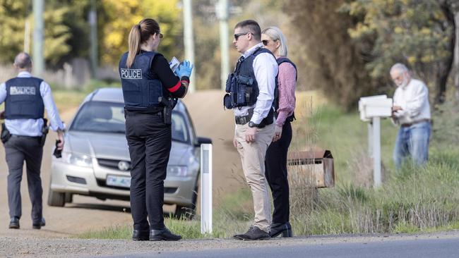 Shooting near Glenfern in the Derwent Valley, police searching at the intersection of Glenfern Road and Triffetts Road. Picture: Chris Kidd